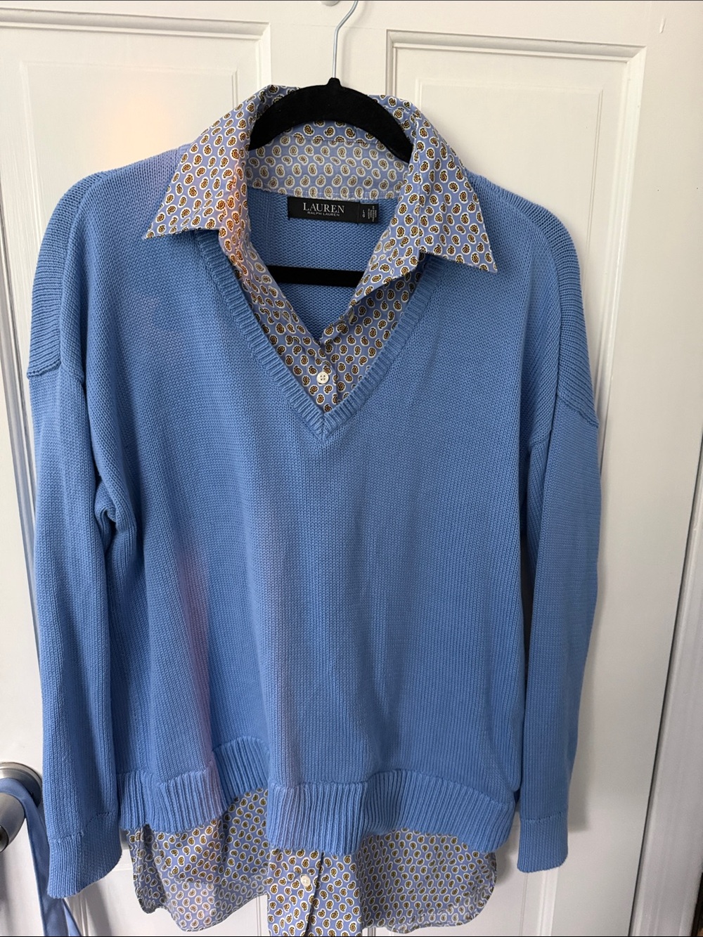 Lauren Ralph Lauren Pale Blue V-Neck Sweater